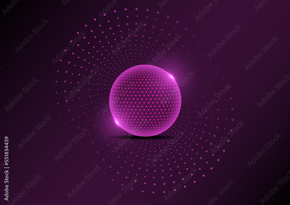 Abstract technology background circle globe purple glowing dots atoms diffuse loop on gradient background Abstract technology background circle globe purple glowing dots atoms diffuse loop on gradient background