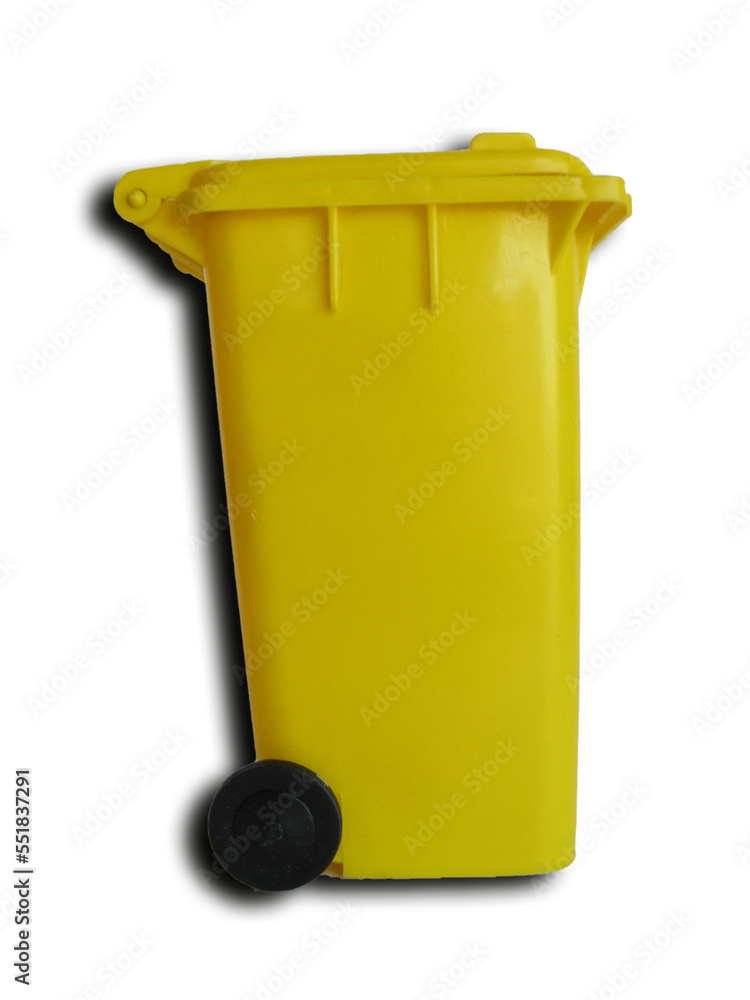 Cubo de basura amarillo de reciclaje de plástico. Cubo de basura amarillo de reciclaje de plástico.