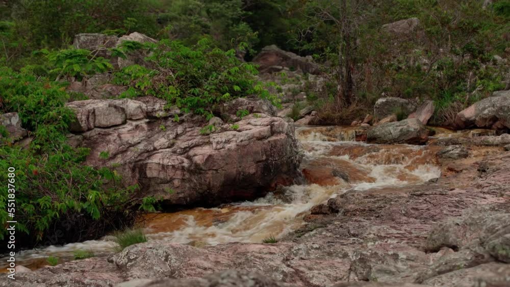 A mountain river flows through rocks in South America A mountain river flows through rocks in South America