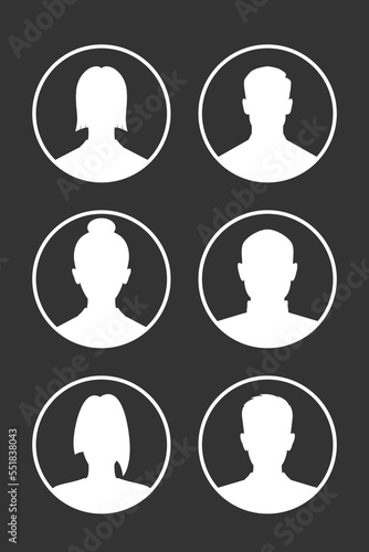 Men and women avatars set. Male and female silhouettes. Profiles abstract people. Unknown or anonymous persons. Vector illustration