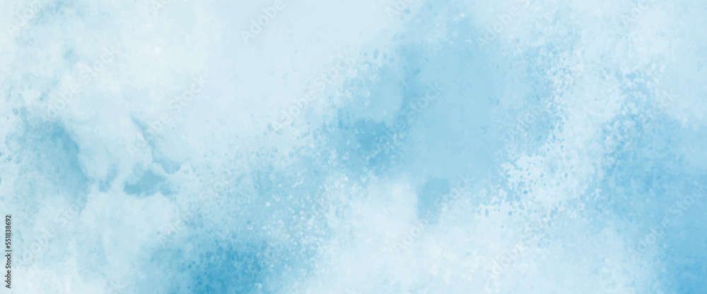 Obraz premium Abstract gradient light sky blue shades watercolor background on white paper texture. Aquarelle painted textured canvas design, abstract blue watercolor splash background, texture of watercolor.