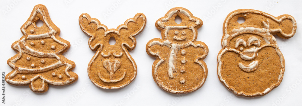 Christmas gingerbread on a white background Christmas gingerbread on a white background