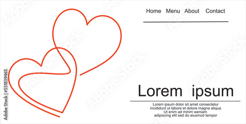Continuous line drawing of love sign with two hearts.vector minimalist illustration of love concept