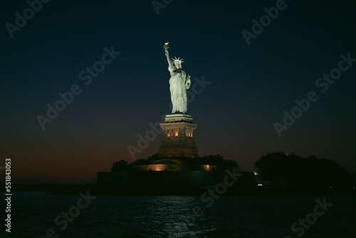 The Statue of Liberty at night
