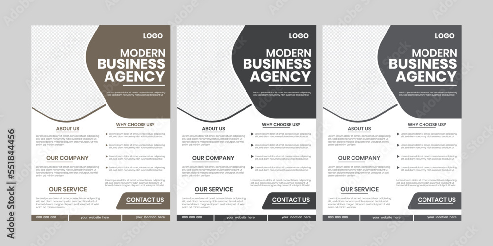 set of business multipurpose trendy flyer editable layout. Company a4 paper document flyer, modern industry agency, professional white flyer background