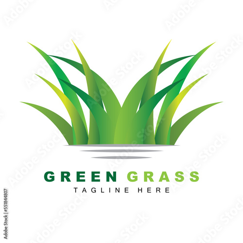 Green Grass Logo Design, Farm Landscape Illustration, Natural Scenery Vector