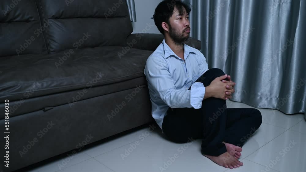 Asian handsome man stress from work overload,Tired male come back home after a lot of work from company,risk of depression Asian handsome man stress from work overload,Tired male come back home after a lot of work from company,risk of depression