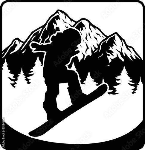 Kid snowboarding on mountain Vector