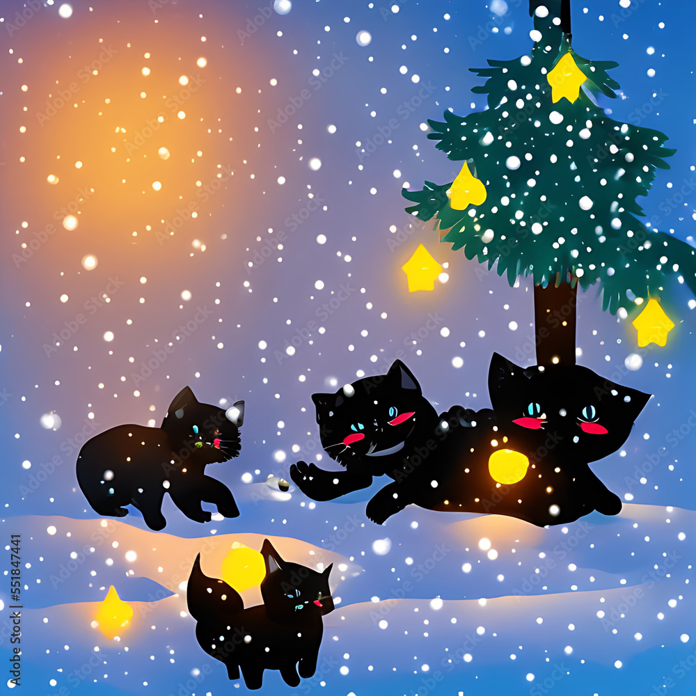 Naklejka premium Gatos navideños