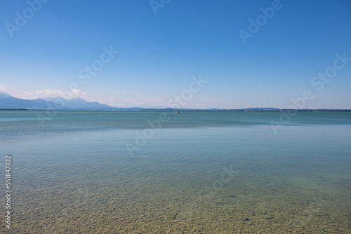 lonely sailboat on lake chiemsee