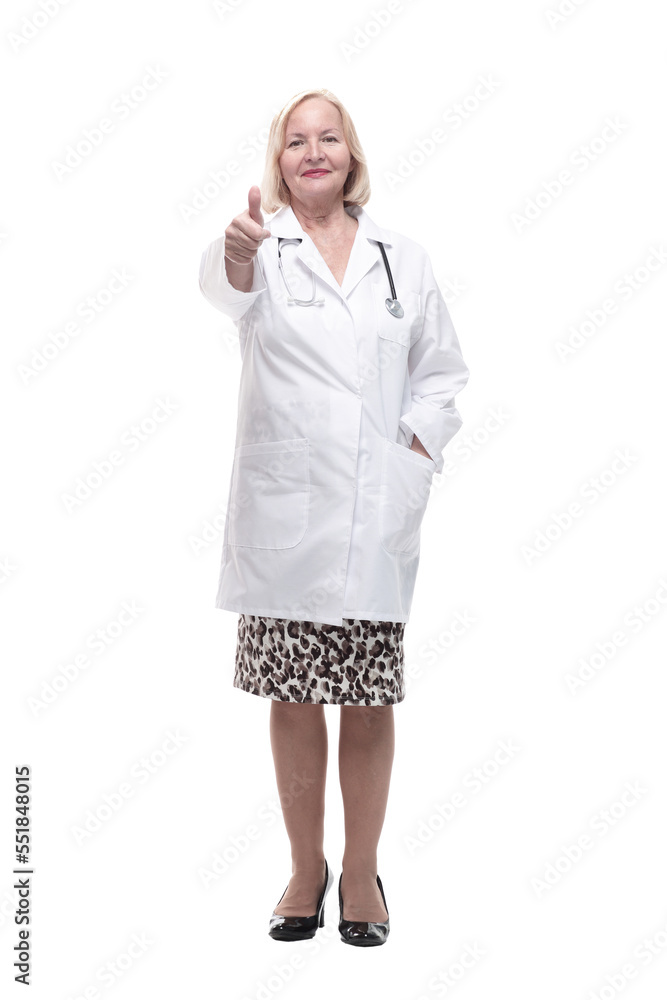 in full growth. qualified doctor with a stethoscope. in full growth. qualified doctor with a stethoscope.