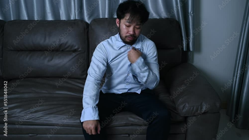 Asian handsome man stress from work overload,Tired male come back home after a lot of work from company,risk of depression Asian handsome man stress from work overload,Tired male come back home after a lot of work from company,risk of depression