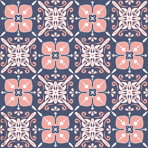 design wall decoration in Arabic Moroccan style, vector illustration. Violet pink lilac pastel color ornate seamless pattern