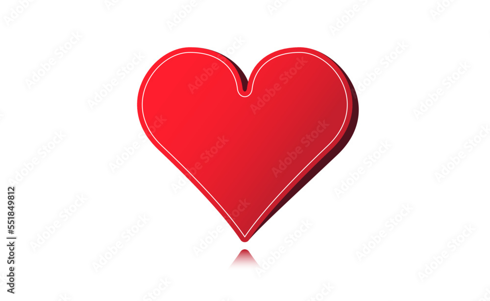 3d red heart retro vector design. 3d love concept illustration with abstract red heart. 