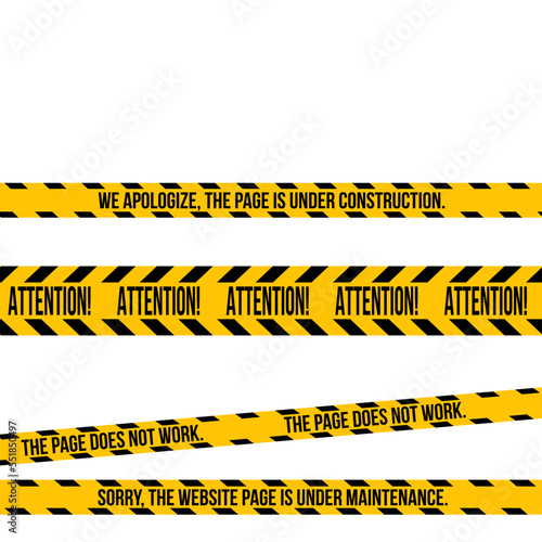 Warning tapes set for construction and crime. Vector illustaration. Warning tapes for web.