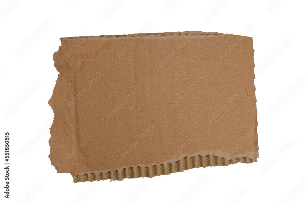 Textured cardboard with torn edges isolated on white