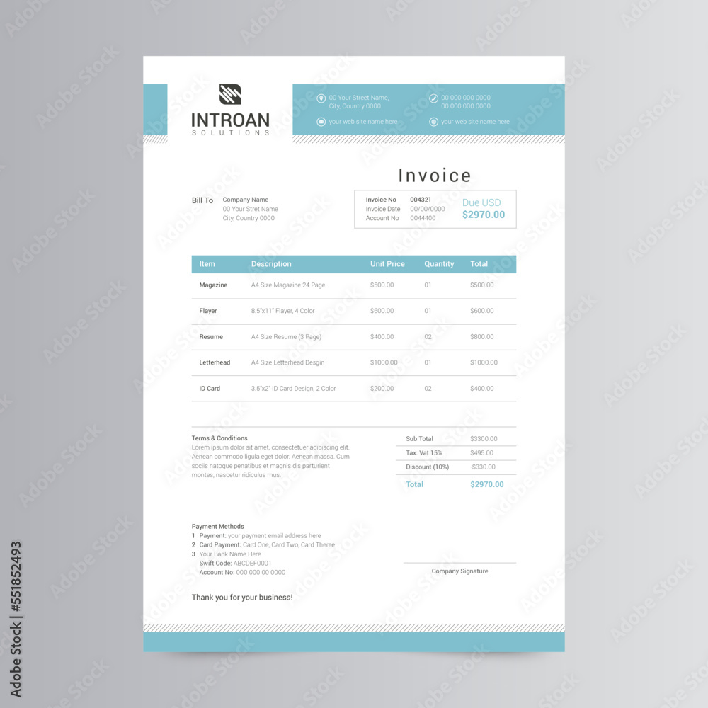Clean and Modern Invoice Template Design Clean and Modern Invoice Template Design