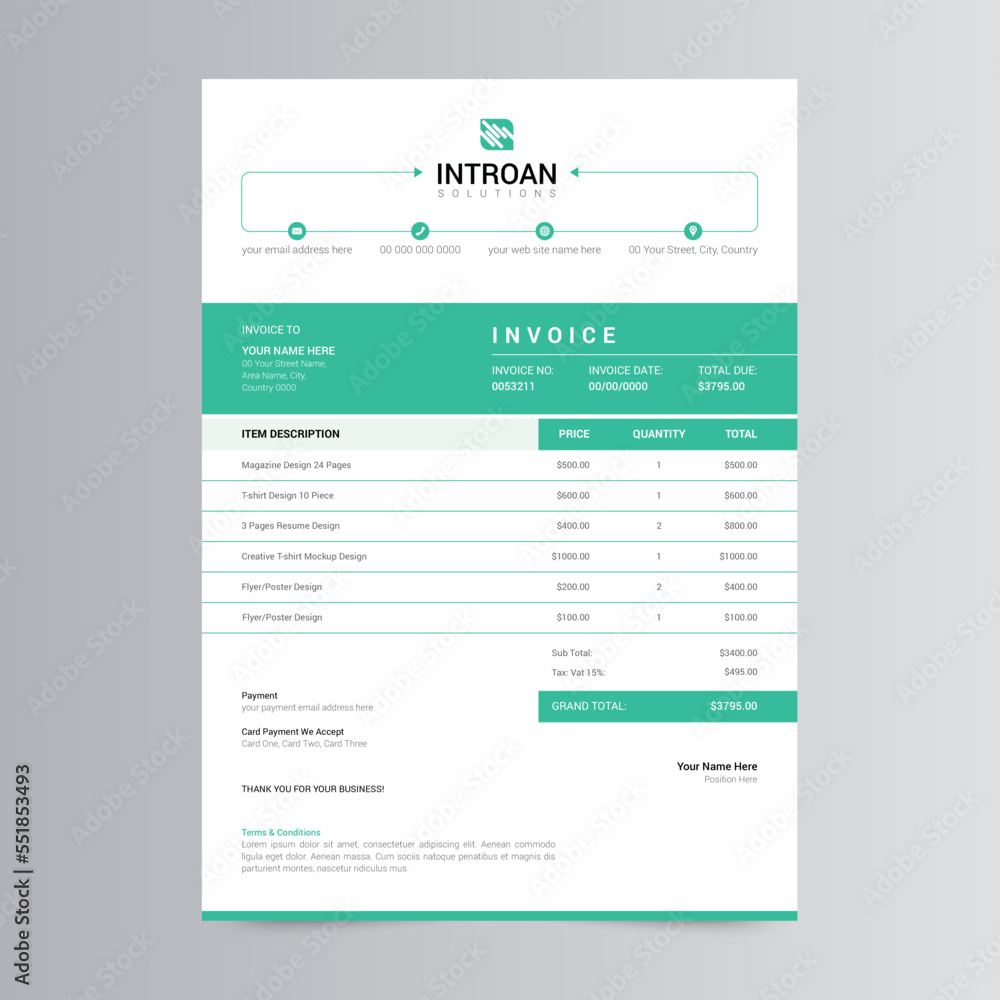 Clean and Modern Invoice Template Design Clean and Modern Invoice Template Design