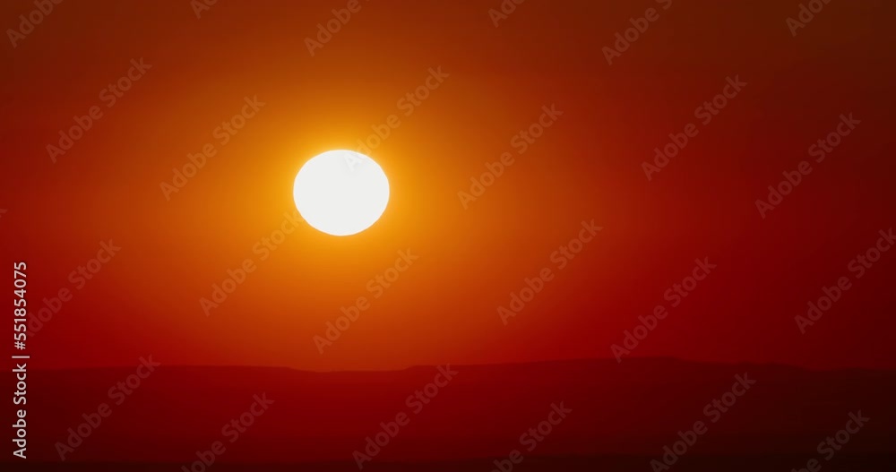 big sun sunset timelapse, majestic clean Big Red Hot Sun in Warm Air Distortion, the end of something concept, golden hour telephoto lens shot big sun sunset timelapse, majestic clean Big Red Hot Sun in Warm Air Distortion, the end of something concept, golden hour telephoto lens shot