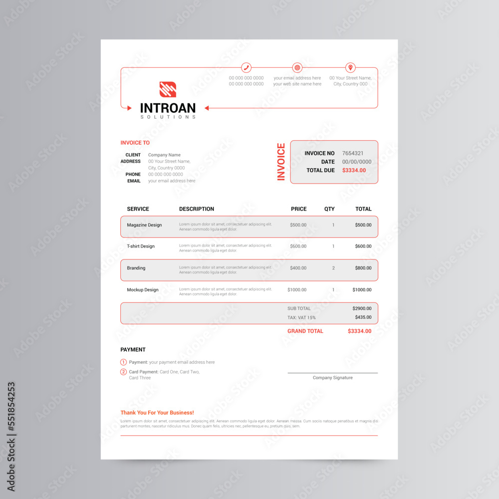 Clean and Modern Invoice Template Design Clean and Modern Invoice Template Design