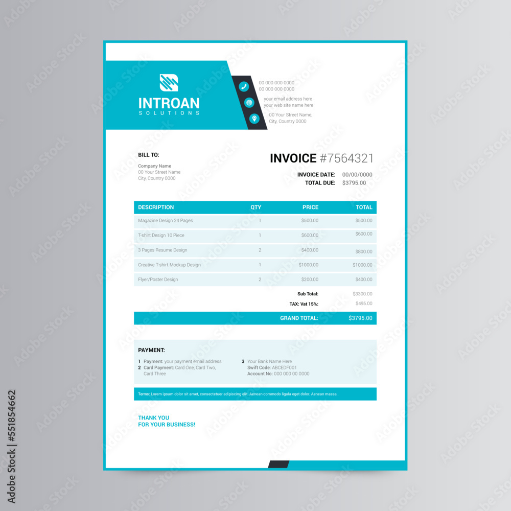 Clean and Modern Invoice Template Design Clean and Modern Invoice Template Design