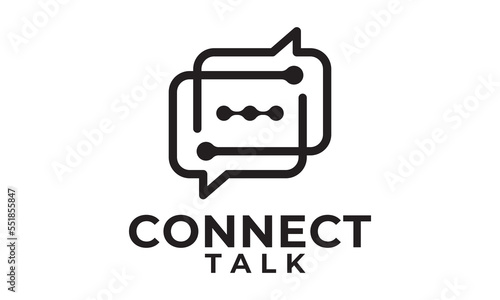 tech talk logo. online chat logo communication concept symbol icon design.