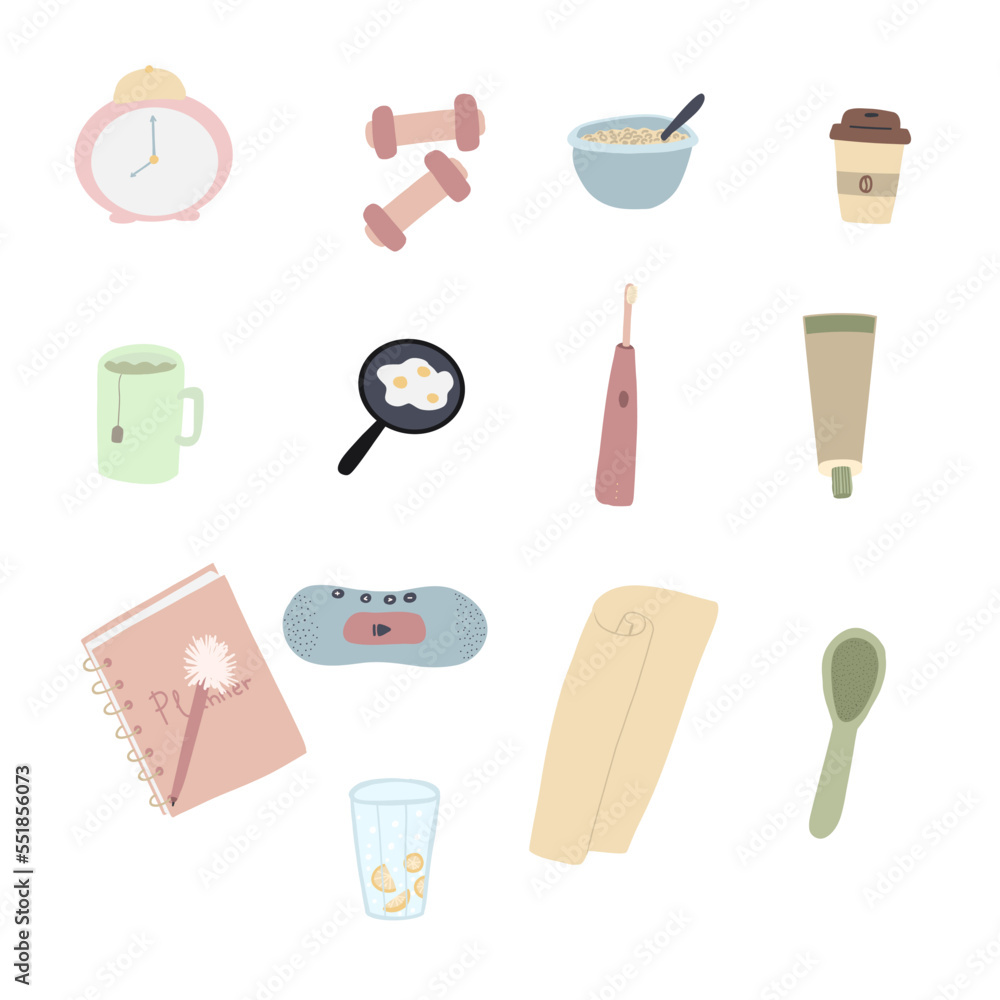 Big gentle set with hand drawn set morning routine Big gentle set with hand drawn set morning routine