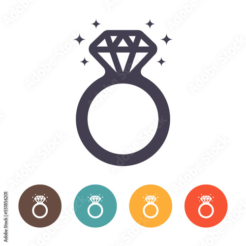 Diamond engagement ring icon on white background