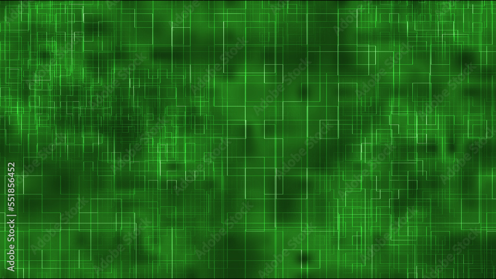 green square shapes connecting each other on abstract background with 3D rendering for web, computer and coding concepts