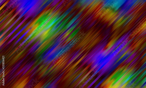 Fast-moving digital colors in blurry stripes, diagonal orientation, with deep colorful shades of green, blue, gold and purple. Movement, speedy color gradient, abstract background artwork wallpaper.