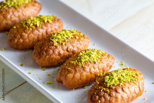 Turkish traditional sherbet dessert; kalburabasti photo