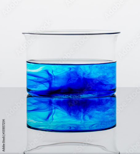 Color chemicals in laboratory glassware. Laboratory research
