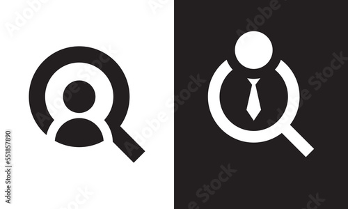 find job logo design. creative search work symbol icon vector.