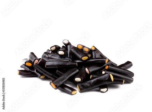 Licorice candy on the white...