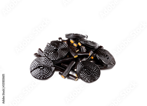 Licorice candy on the white...