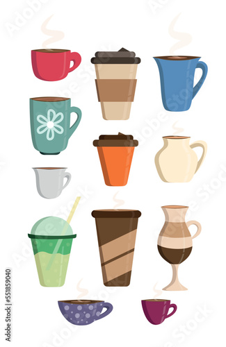Delicious coffee paper cup icon cup mug hot chocolate latte tea smoothie drink vector illustration design