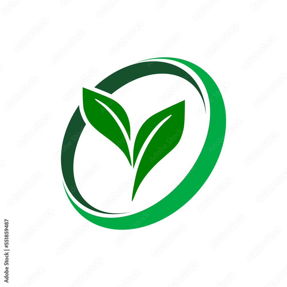 Green circle button. Eco symbol icon Green circle button. Eco symbol icon