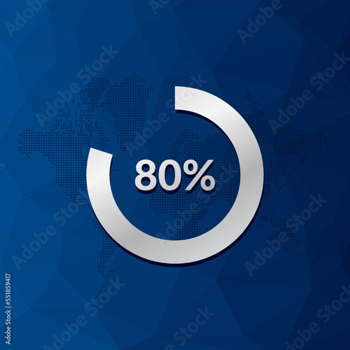 80 percent circle chart. Infographic vector icon with blue low poly pattern. Element for business, finance, web design, progress, download, presentation