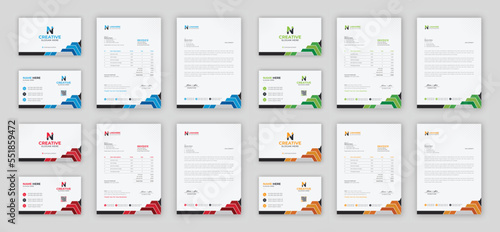 Corporate branding identity design includes Business Card  Invoices  Letterhead Designs  and Modern stationery packs with Abstract Templates