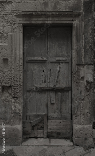 An old wooden door .