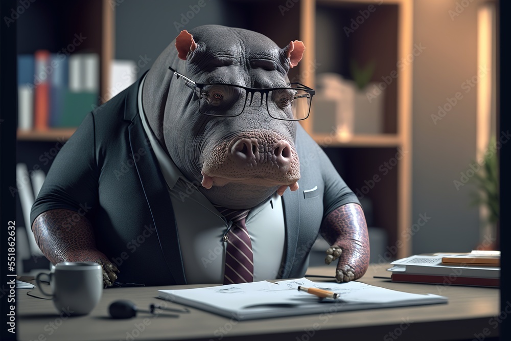 Digital illustration about animal in the office. Digital illustration about animal in the office.