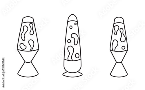 Set of lava lamp icons isolated on white background. Vector illustration 