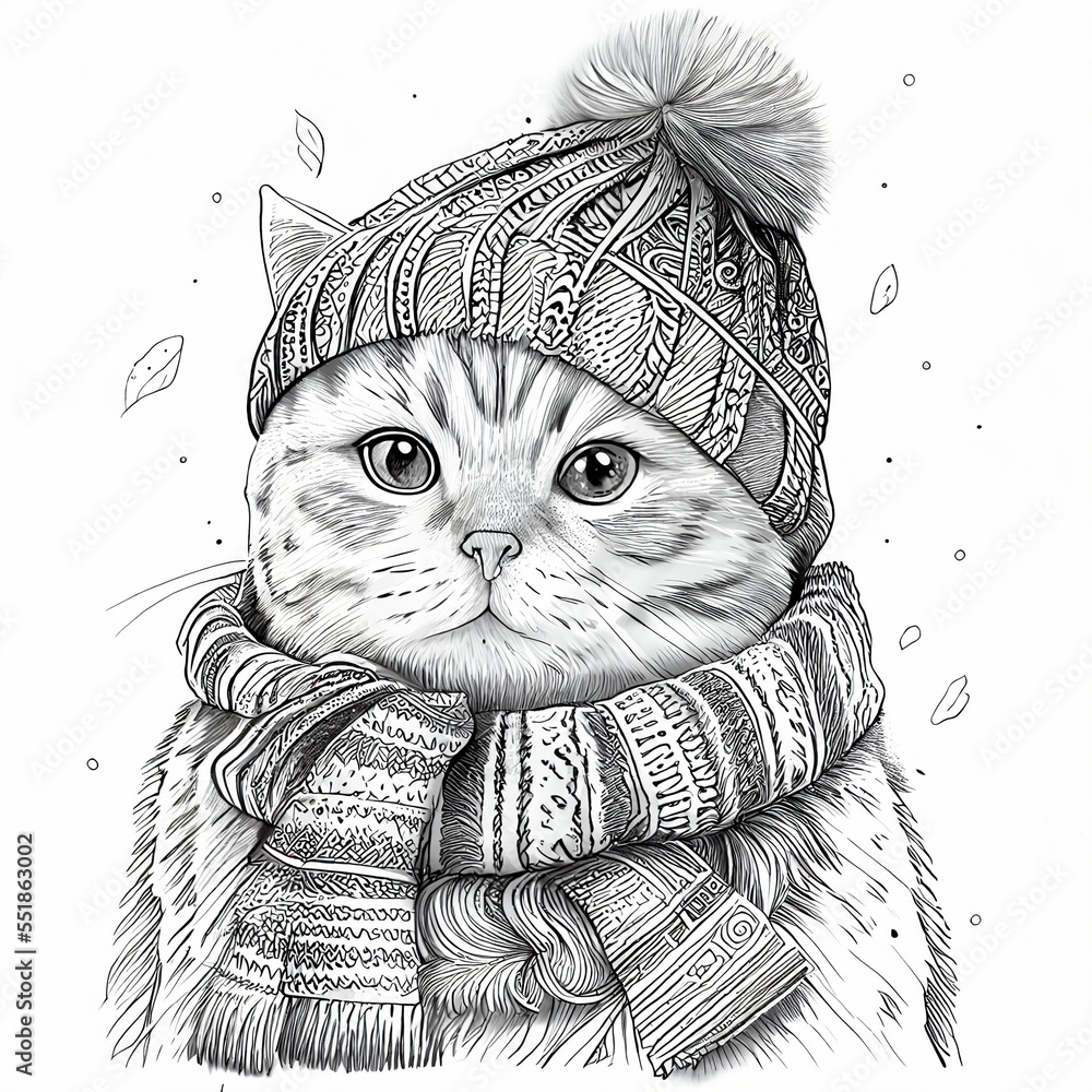 Cat coloring page Stock Illustration | Adobe Stock
