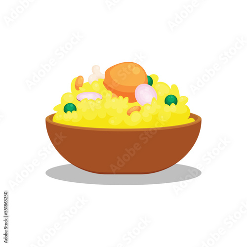 Biryani Iran North India Food. Design with cartoon style.