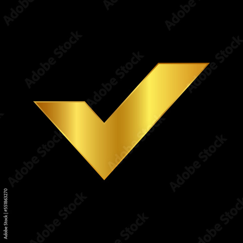 gold checkmark vector icon