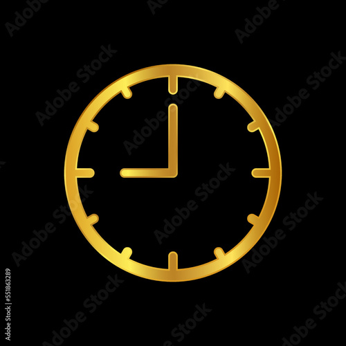 gold clock vector icon