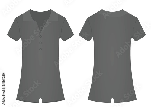 Grey jumpsuit short sleeve. vector illustration