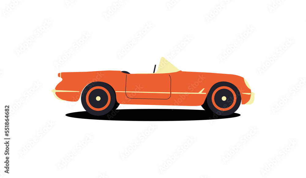 Red chevrolet car in retro style on white background. Vintage retro. Vintage vector illustration.