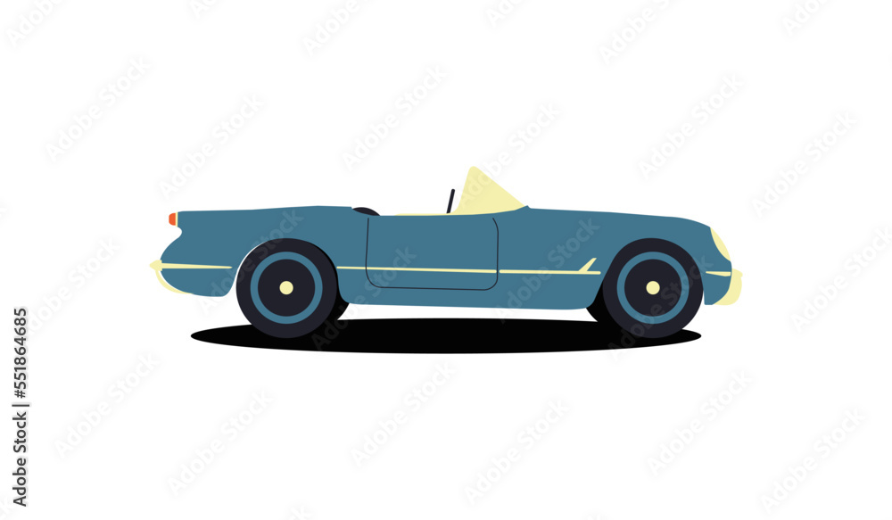 Blue chevrolet car in retro style on white background. Vintage retro. Vintage vector illustration. Blue chevrolet car in retro style on white background. Vintage retro. Vintage vector illustration.
