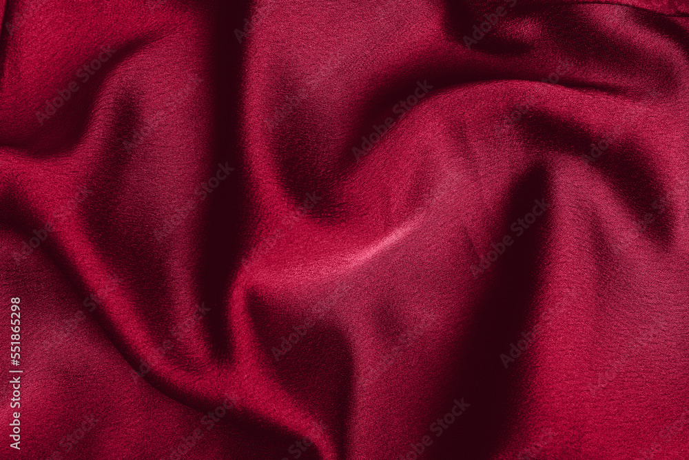Year 2023 color Viva magenta. fabric laid in soft folds Year 2023 color Viva magenta. fabric laid in soft folds